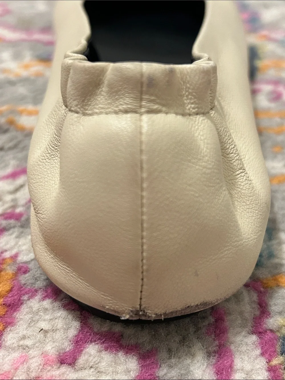 Tory Burch Claire Cap Top Leather Ballet Flats in New Cream/Black Size 9 Neutral